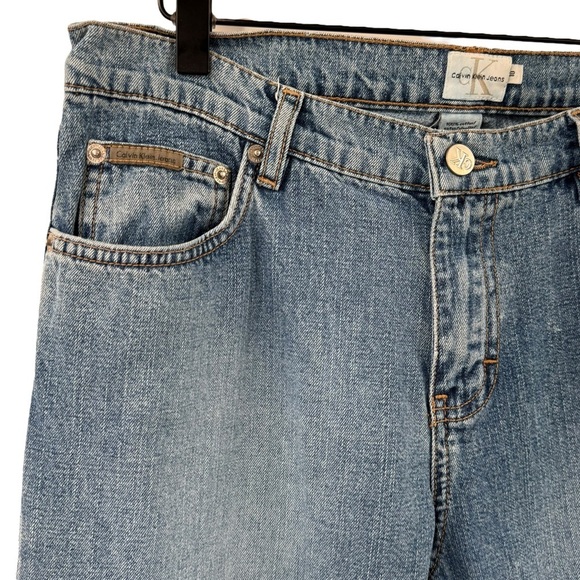 Vintage Y2K Low Rise Flare Jeans Leather Lace Up CK Calvin Klein Jeans | Size 10 - Picture 5 of 12
